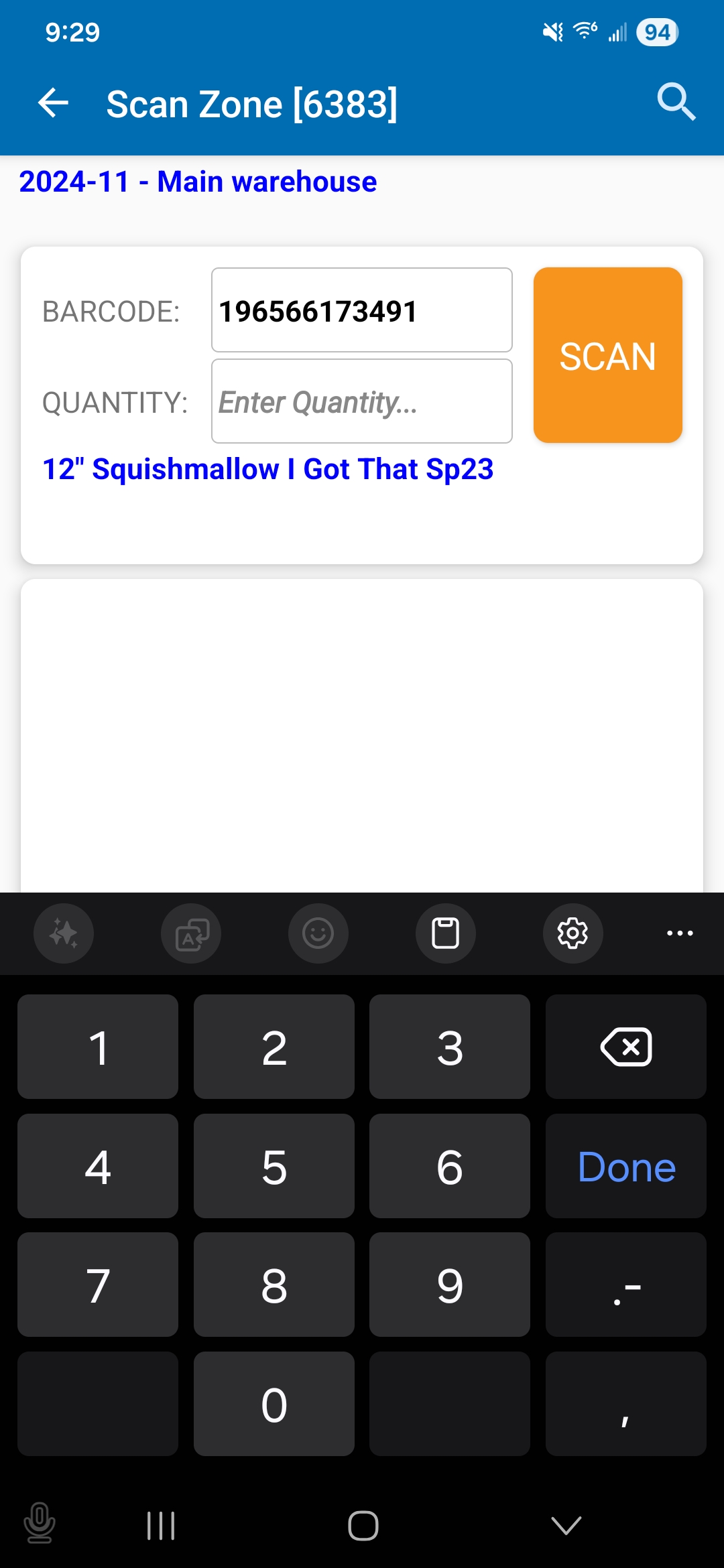 Scan Zone Enter Count Quantity